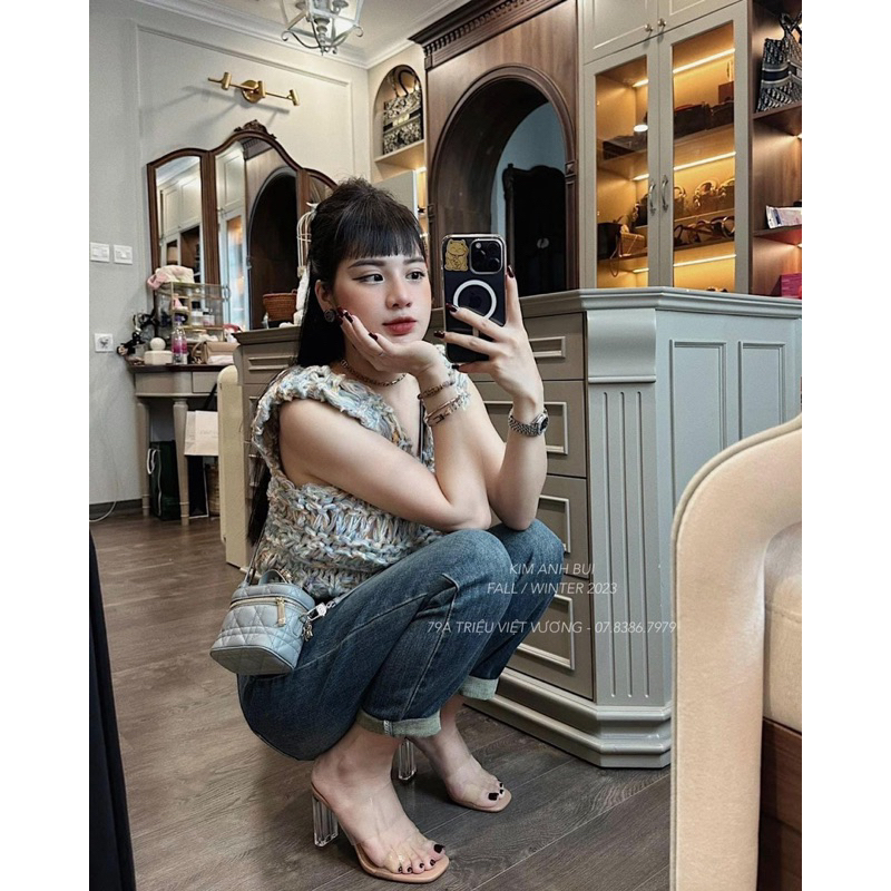 QUẦN BAGGY JEANS NỮ LƯNG CAO XƯỚC RÁCH THÊU TÚI #1250