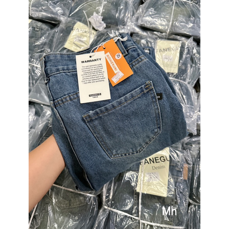QUẦN BAGGY JEANS NỮ LƯNG CAO XƯỚC RÁCH THÊU TÚI #1250