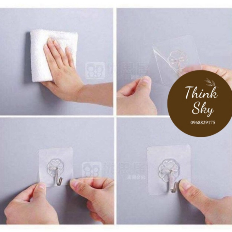 Miếng dán dính tường móc treo đồ siêu dính siêu bền siêu rẻ KT 6x6cm P0127 ThinkSky