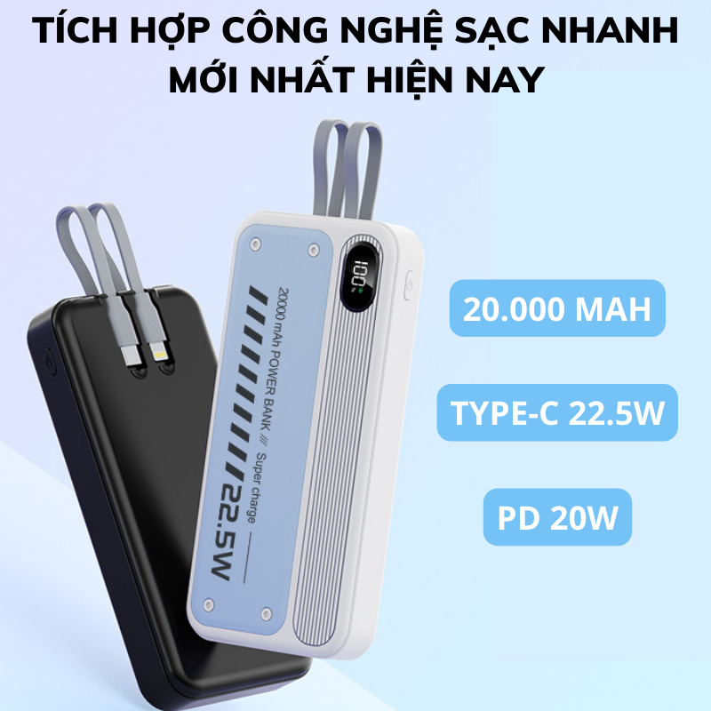 Sạc Dự Phòng 20000mah TZ02 Chính hãng Techzone Tích hợp sạc nhanh 20W PD Sạc Không Nóng Máy Bảo Hành 6 Tháng TECHHIGH
