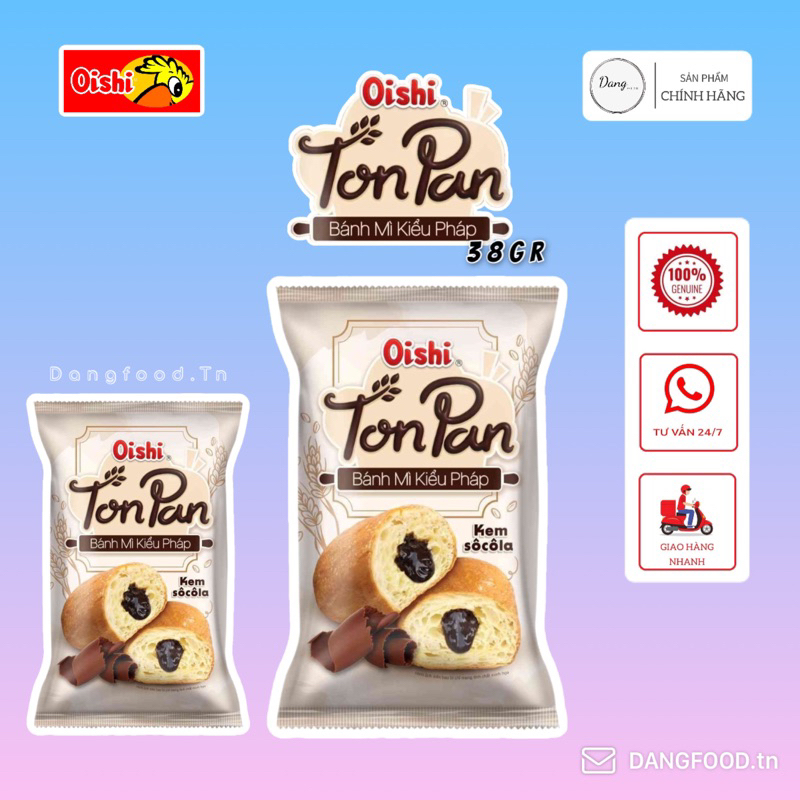 Bánh Mì TonPan Oishi - Bánh Mì Tươi Kiểu Pháp Hương Vị Socola Đặc Trưng - Cam Kết Date Mới 100%