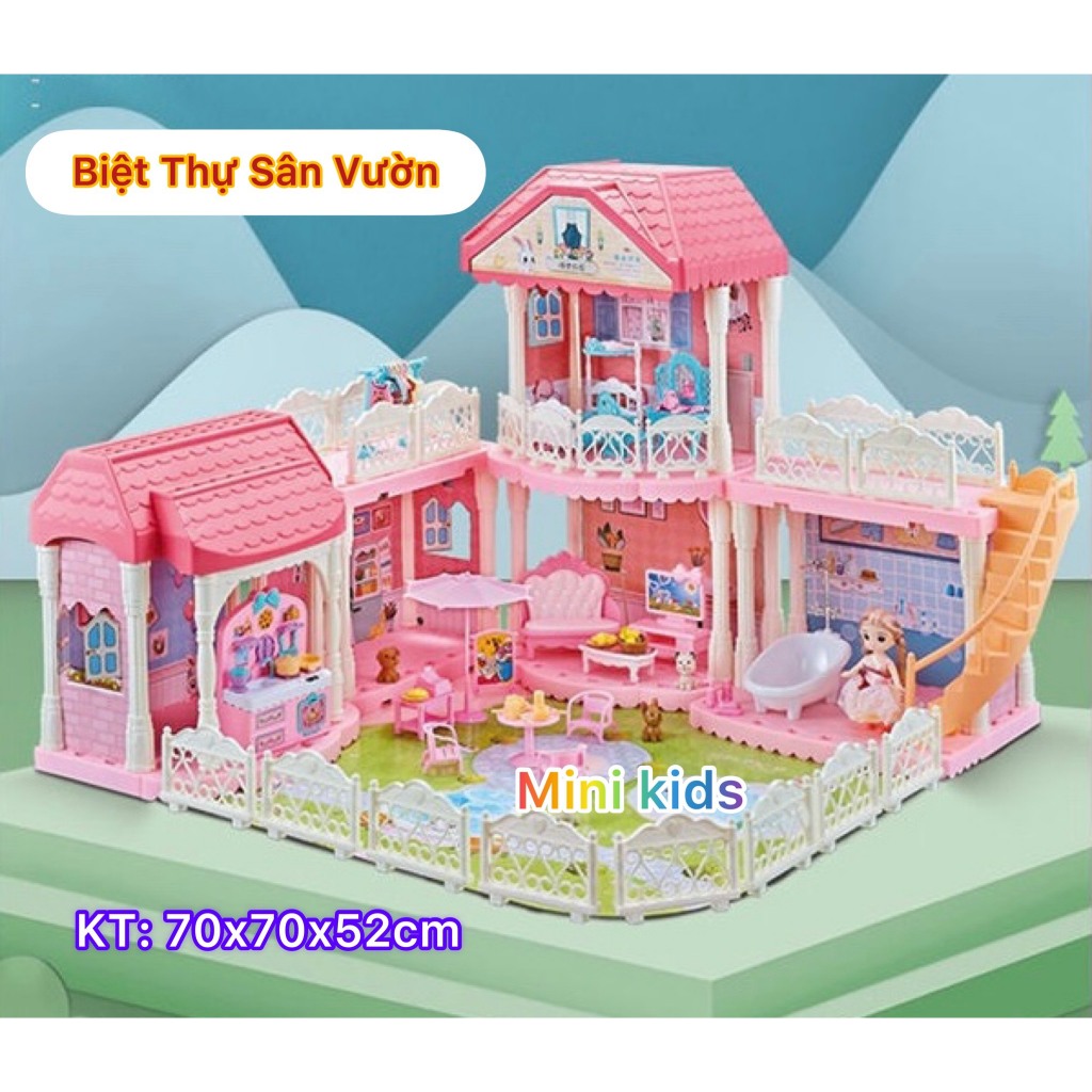 Đồ Chơi Lắp Ráp Ngôi Nhà Búp Bê - Biệt Thự Công Chúa Barbie nhiều tầng Kích thước Lớn Dễ Thương cho bé gái