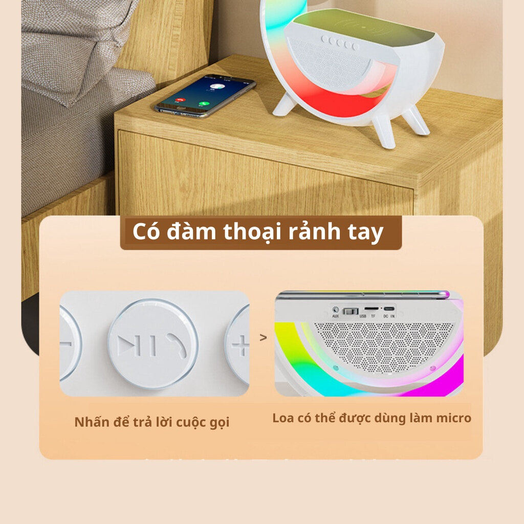 Loa Bluetooth Chữ G Led RGB, Sạc Nhanh Không Dây, Đèn Nháy Theo Nhạc, Thiết Kế Sang Trọng, Âm Thanh Sống Động - Racadoy
