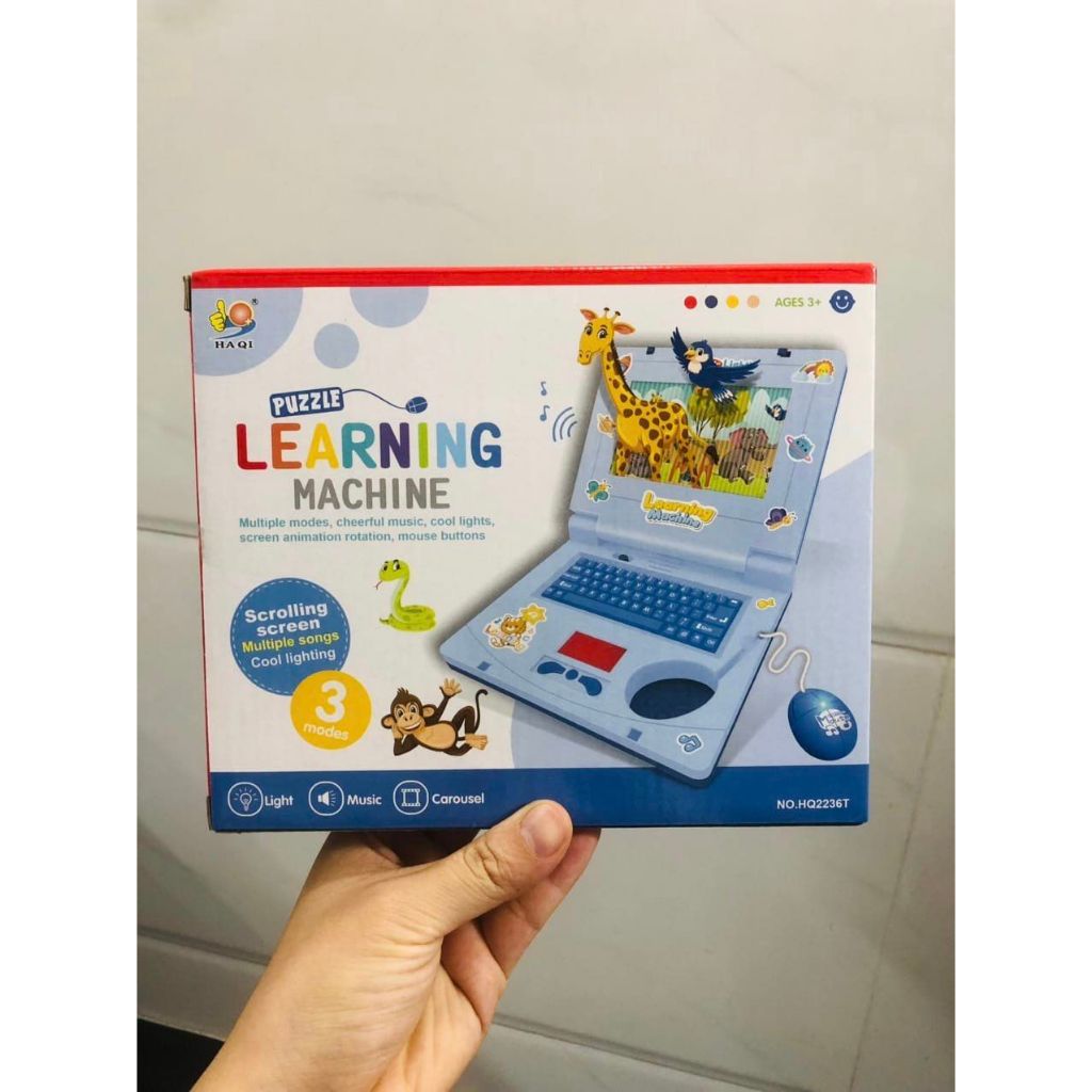 Đồ chơi laptop , máy tính xách tay cho bé ,máy tính bảng có màn hình chuyển động phát nhạc kèm chuột đèn led cho bé