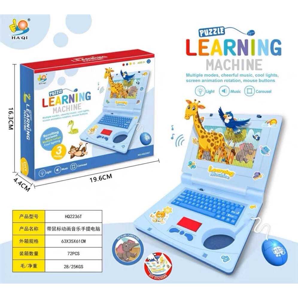 Đồ chơi laptop , máy tính xách tay cho bé ,máy tính bảng có màn hình chuyển động phát nhạc kèm chuột đèn led cho bé