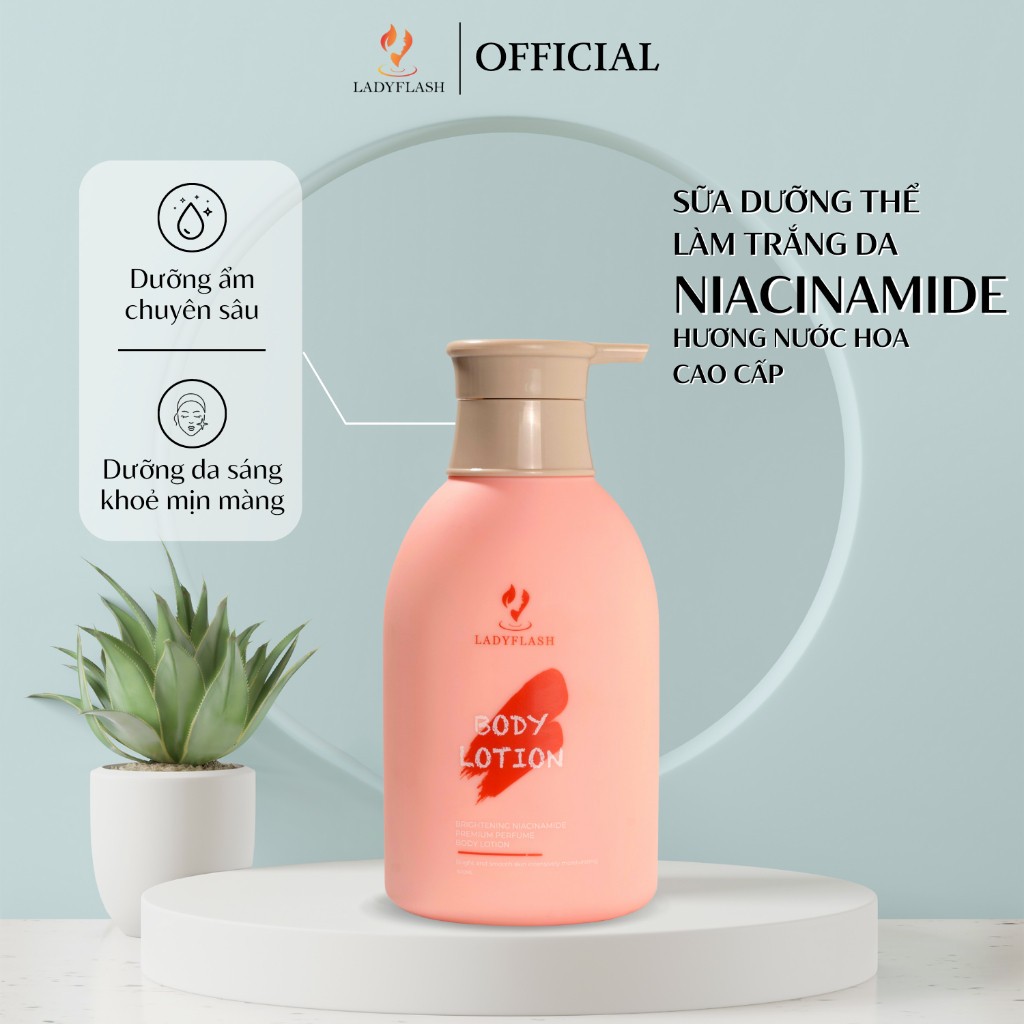 Sữa dưỡng thể trắng da hương nước hoa niacinamide 500ml giúp cấp ẩm, bảo vệ da, dưỡng trắng da và lưu hương dài lâu