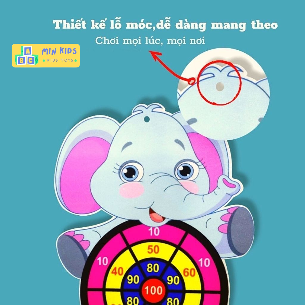 Bảng phi tiêu bóng dính hình con vật cho bé | Giúp bé tăng khả năng tập chung và chơi đội nhóm tặng kèm 3 trái bóng