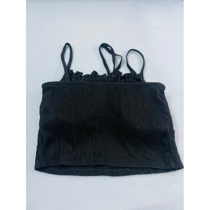 Áo croptop dây màu đen chất dày có lót mút ngực siêu sexy mới 98% - thanh lý pass áo 2hand