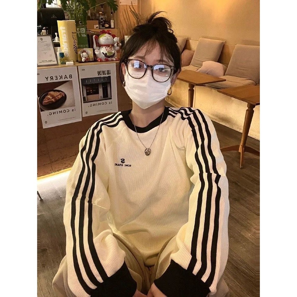 Áo Thun Nữ, Áo Nữ Phối Sọc Tay Chất Nỉ Gân Dày Dặn Lên Dáng Siêu Đẹp