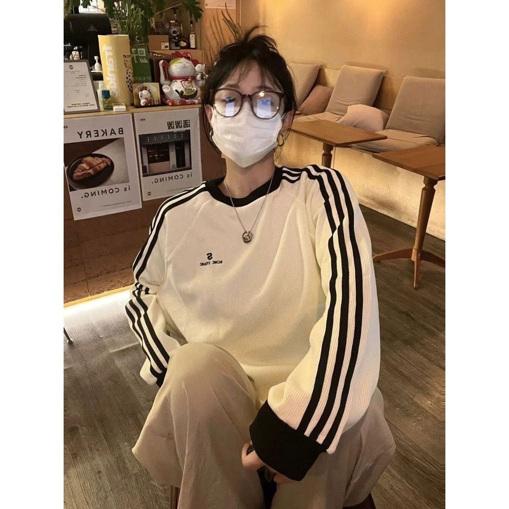 Áo Thun Nữ, Áo Nữ Phối Sọc Tay Chất Nỉ Gân Dày Dặn Lên Dáng Siêu Đẹp