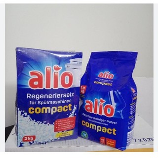 Combo 1 Bột rửa bát alio 1,5 kg và 1 muối finish 2kg + Tặng viên finish Nhật