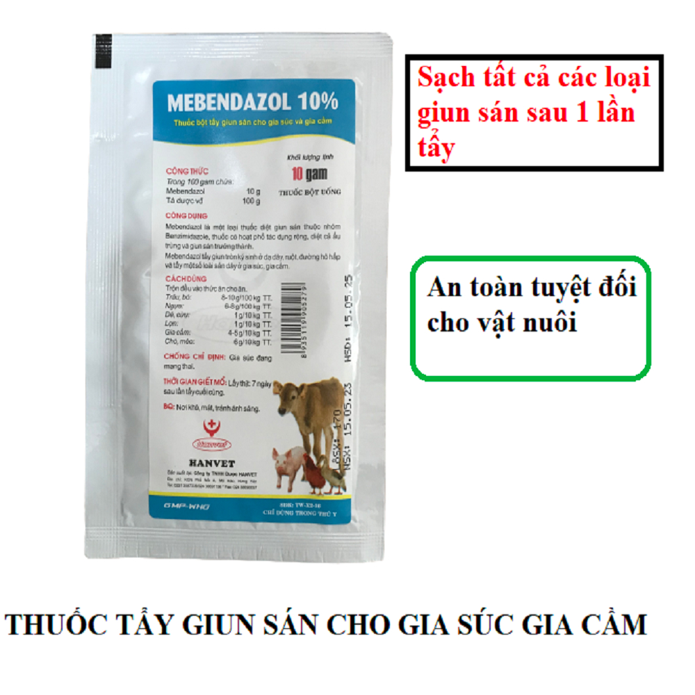 BENZULA ĐỎ 10g TH.UỐC TẨY GIUN,SỔ LÁI GIUN SÁN GÀ KÍ SINH TRÙNG CHÓ MÈO LỢN GÀ TRÂU BÒ DÊ CỪU