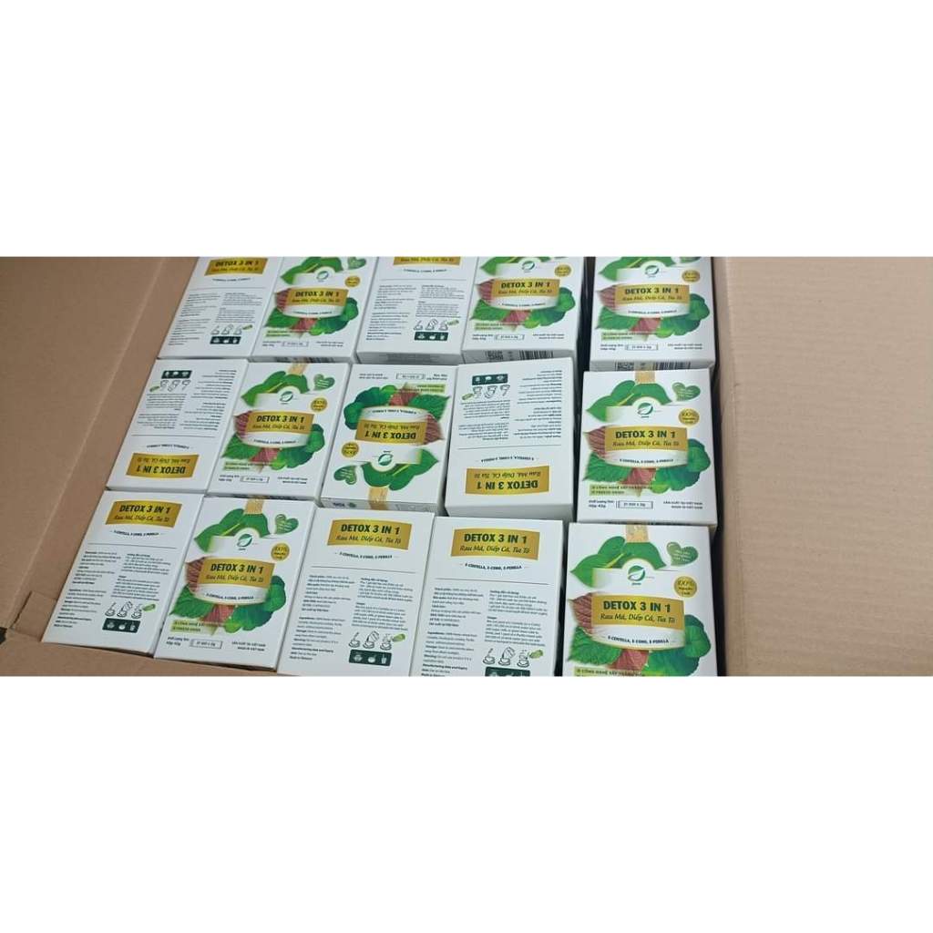 Com bo 2 hộp DETOX 3 IN 1 Rau má ,Diếp cá ,Tía tô Sấy Thăng Hoa Eherbal- Đảm Bảo 100% Dinh Dưỡng(hộp-21 gói