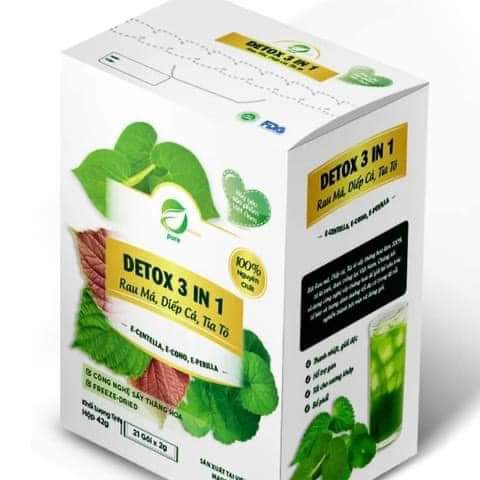 Com bo 2 hộp DETOX 3 IN 1 Rau má ,Diếp cá ,Tía tô Sấy Thăng Hoa Eherbal- Đảm Bảo 100% Dinh Dưỡng(hộp-21 gói