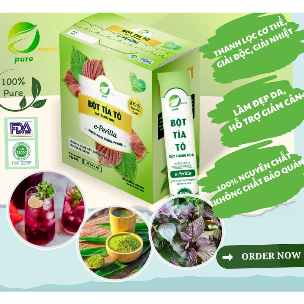 Bột Tía Tô Sấy Nguyên Chất Sấy Thăng Hoa E-Perilla Eherbal ( hộp 15 gói )