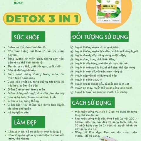 Com bo 2 hộp DETOX 3 IN 1 Rau má ,Diếp cá ,Tía tô Sấy Thăng Hoa Eherbal- Đảm Bảo 100% Dinh Dưỡng(hộp-21 gói