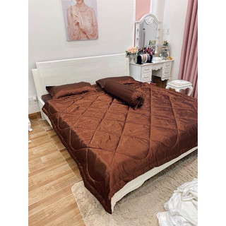 [4-5 MÓN 25/30cm] Bộ ga gối chăn phi lụa 1M6, 1M8 shopee ( chiều cao 22-30cm)