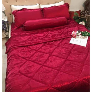 [4-5 MÓN 25/30cm] Bộ ga gối chăn phi lụa 1M6, 1M8 shopee ( chiều cao 22-30cm)