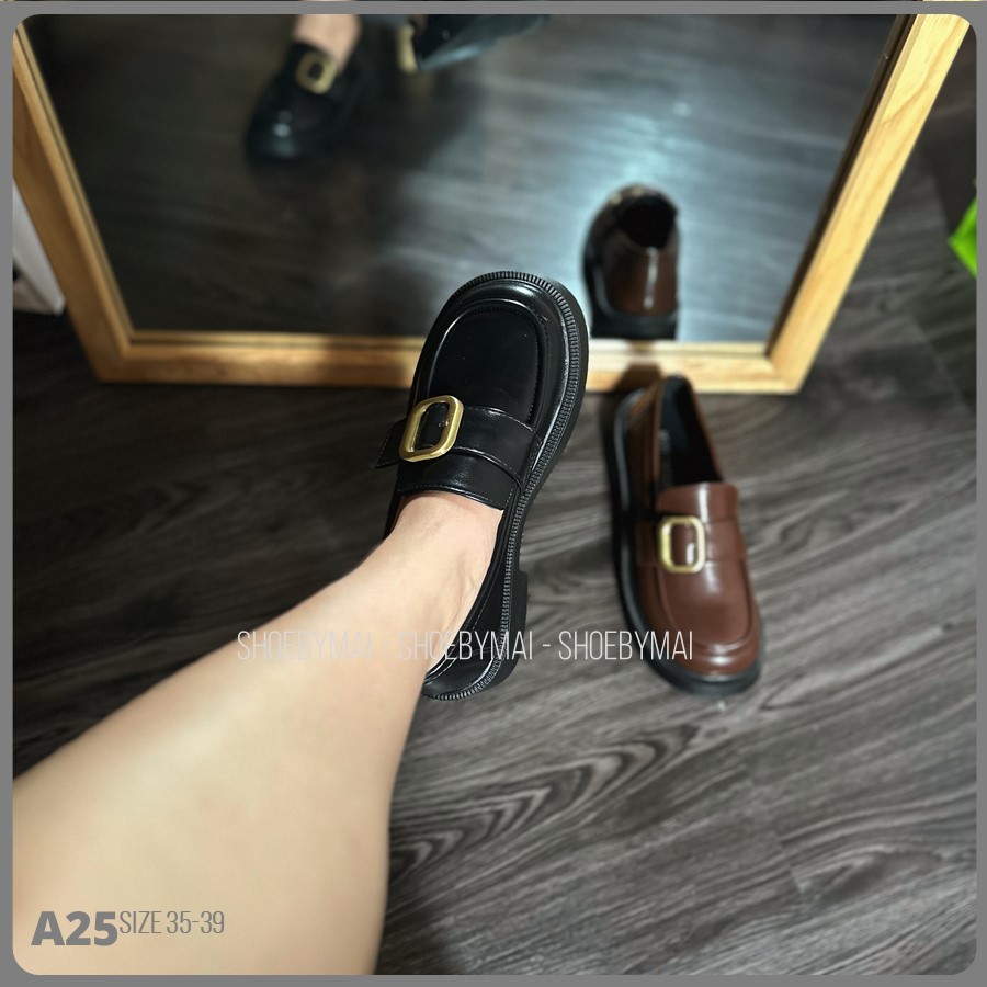 Giày loafer đế bằng basic da mềm A25