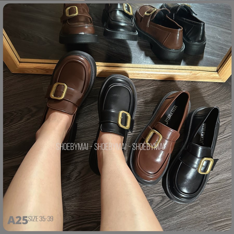 Giày loafer đế bằng basic da mềm A25