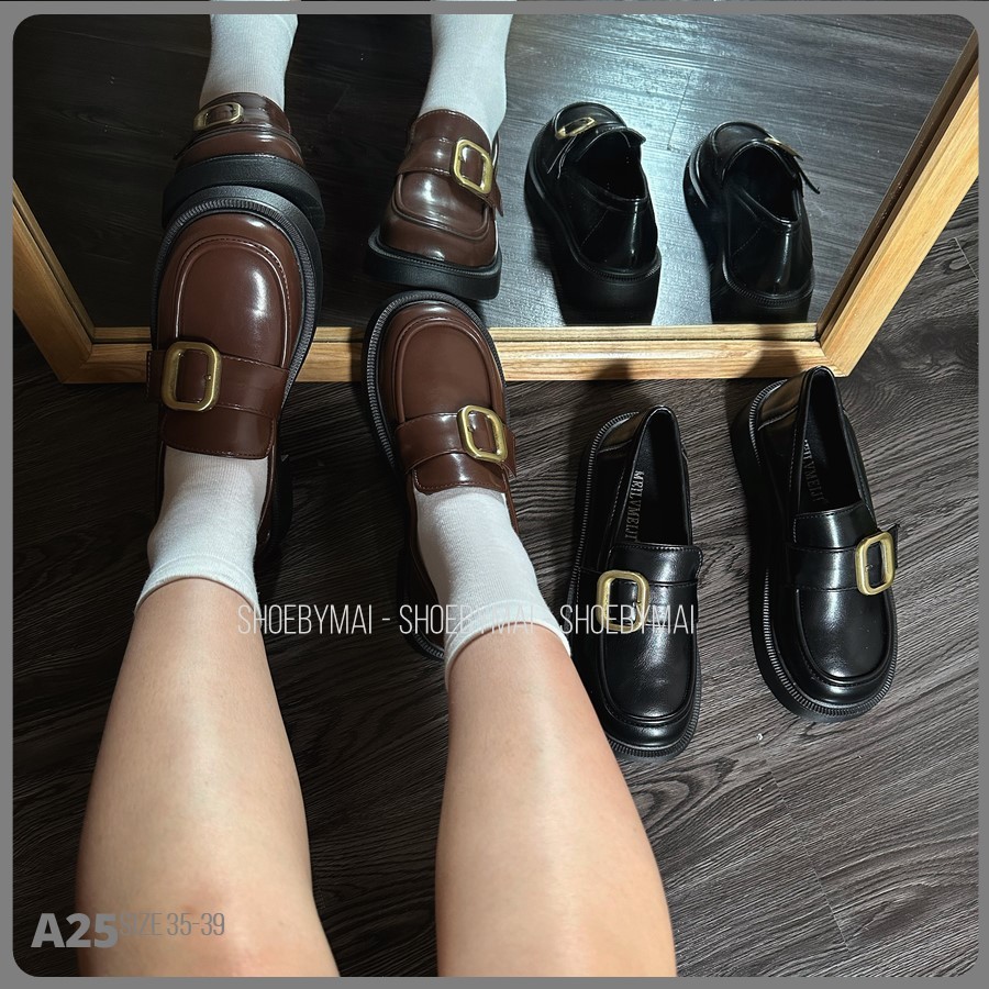 Giày loafer đế bằng basic da mềm A25