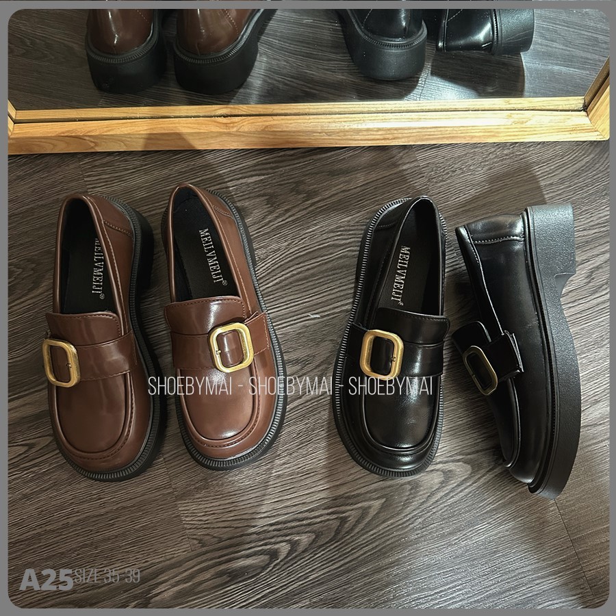 Giày loafer đế bằng basic da mềm A25