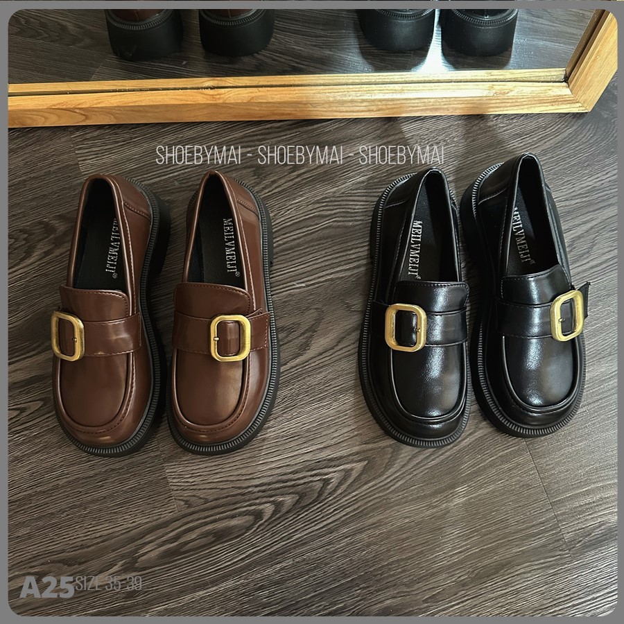 Giày loafer đế bằng basic da mềm A25