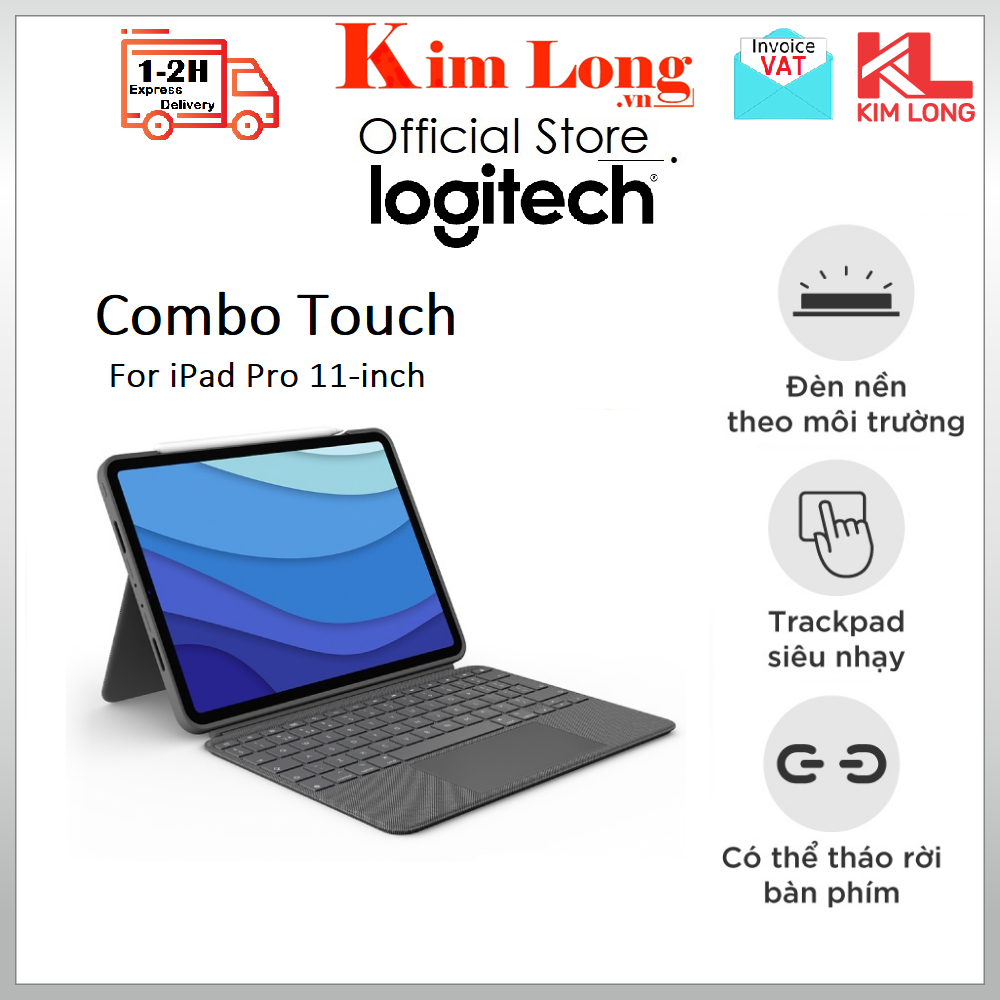 Bao da bàn phím Logitech Combo Touch iPad Pro 11 inch (thế hệ thứ 1, 2, 3 & 4) - Hàng chính hãng