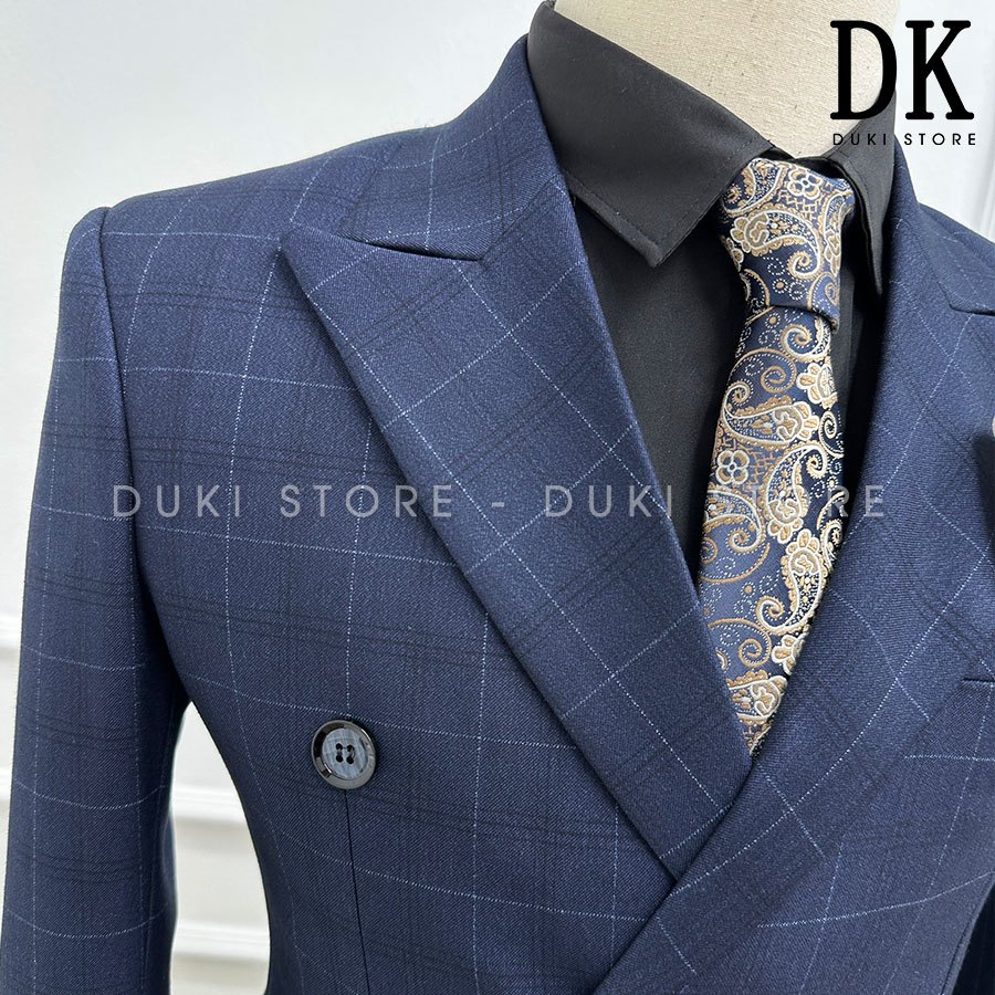 Bộ vest nam 6 cúc màu xanh than DKE0097- DUKI STORE