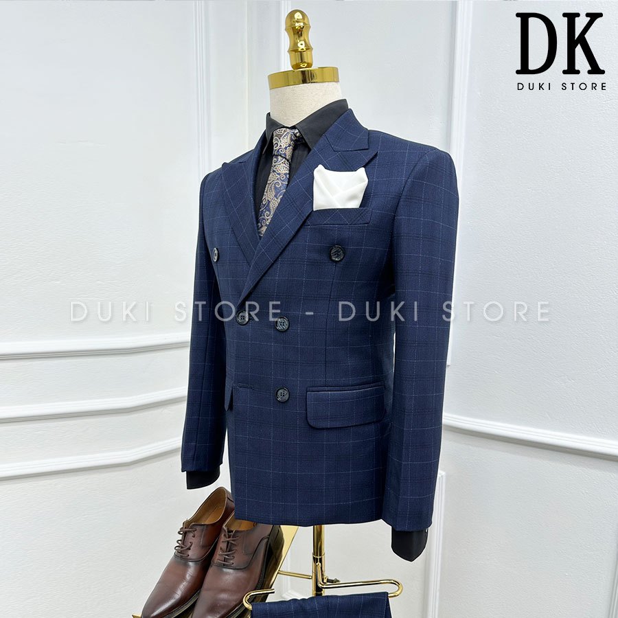 Bộ vest nam 6 cúc màu xanh than DKE0097- DUKI STORE