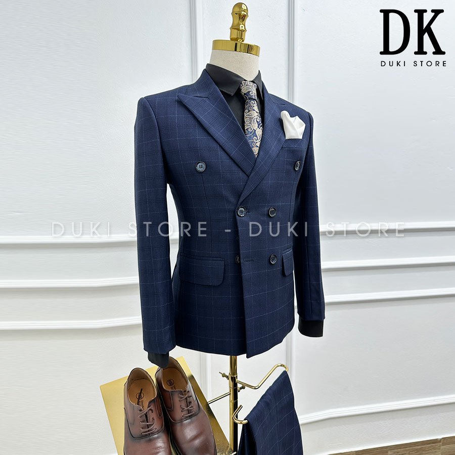 Bộ vest nam 6 cúc màu xanh than DKE0097- DUKI STORE