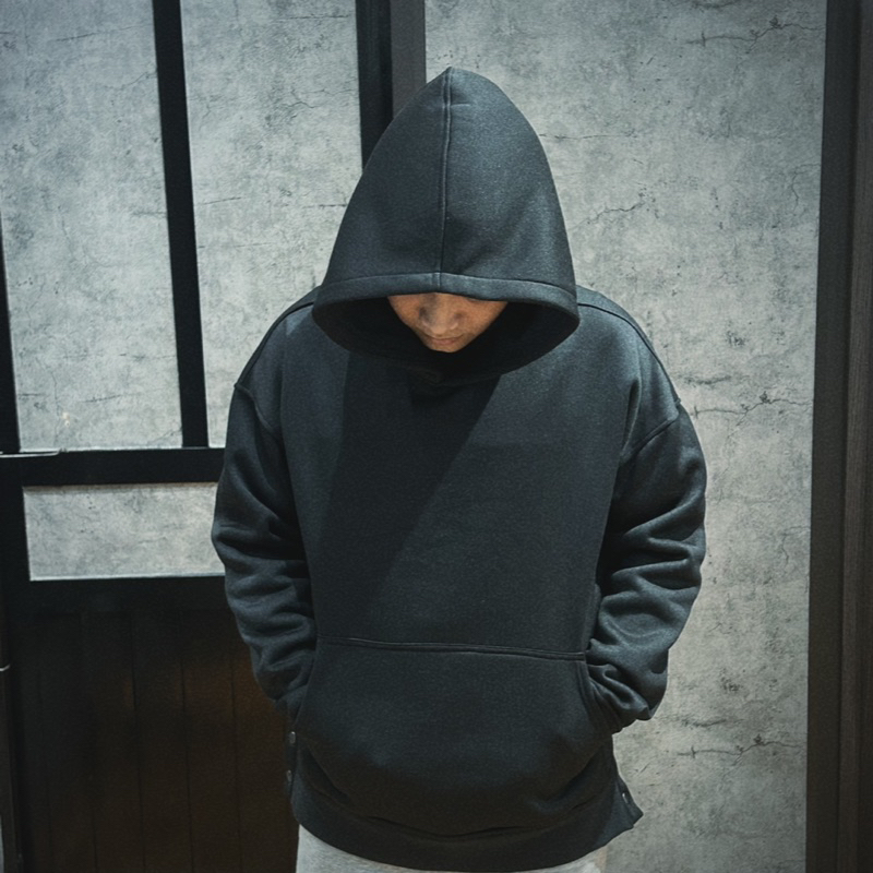 Áo hoodie unisex acid button đen khói Local brand - áo nỉ hoodie unisex form rộng trẻ trung