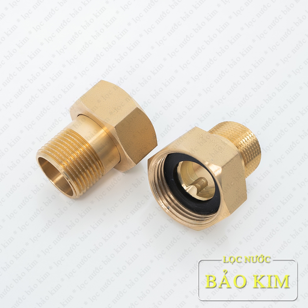 Rắc co đồng thau thau, đuôi đồng hồ nước ren trong 34  ren ngoài 27