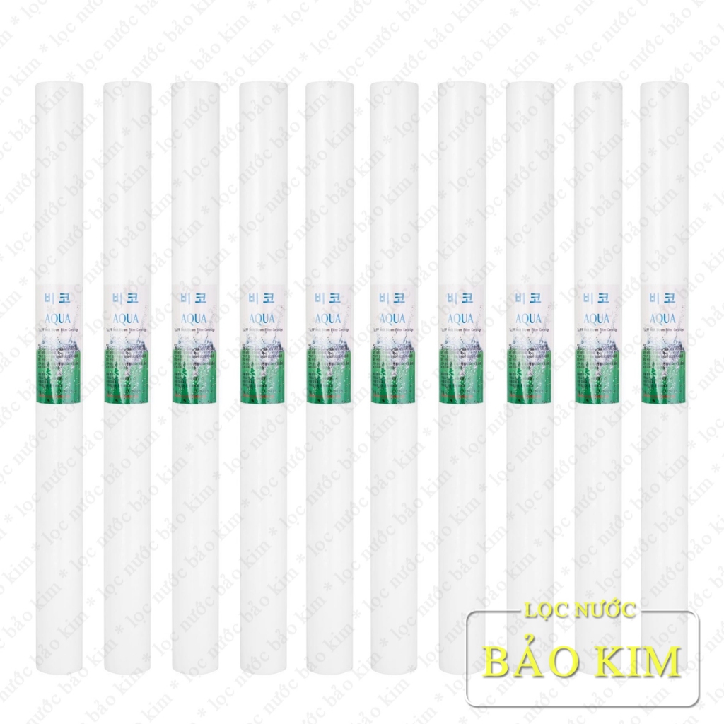 1mcr | Bộ 10 lõi lọc PP 20 inch - 1micron (tem xanh Korea) dùng trong máy lọc nước R.O, lọc nước sinh hoạt