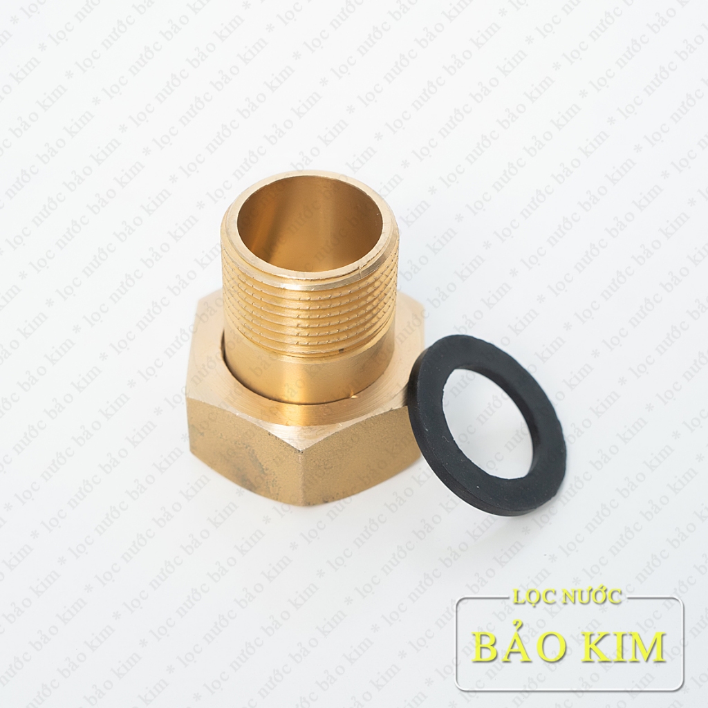 Rắc co đồng thau thau, đuôi đồng hồ nước ren trong 34  ren ngoài 27