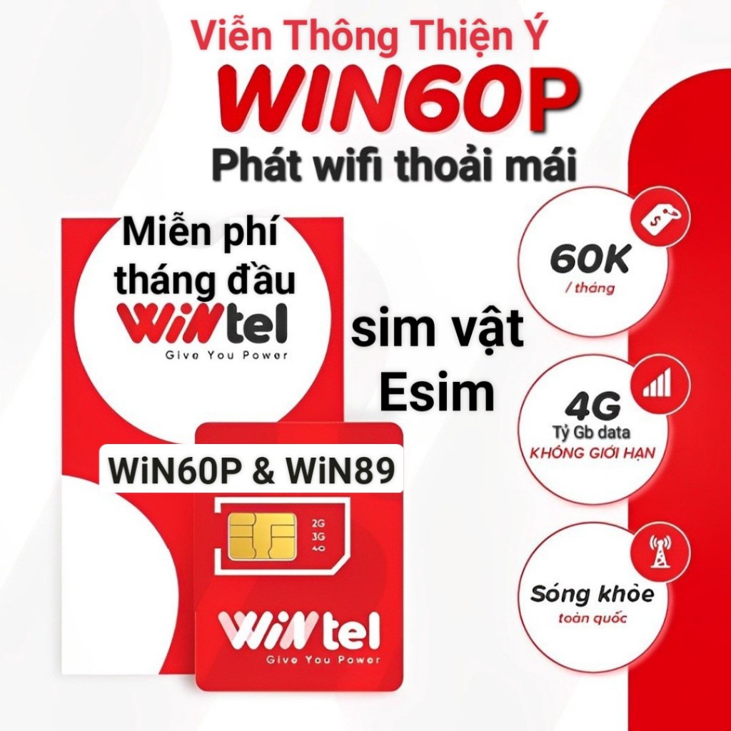 Sim Tỷ Data Wintel Win60p - Win89 & Sim itel May77