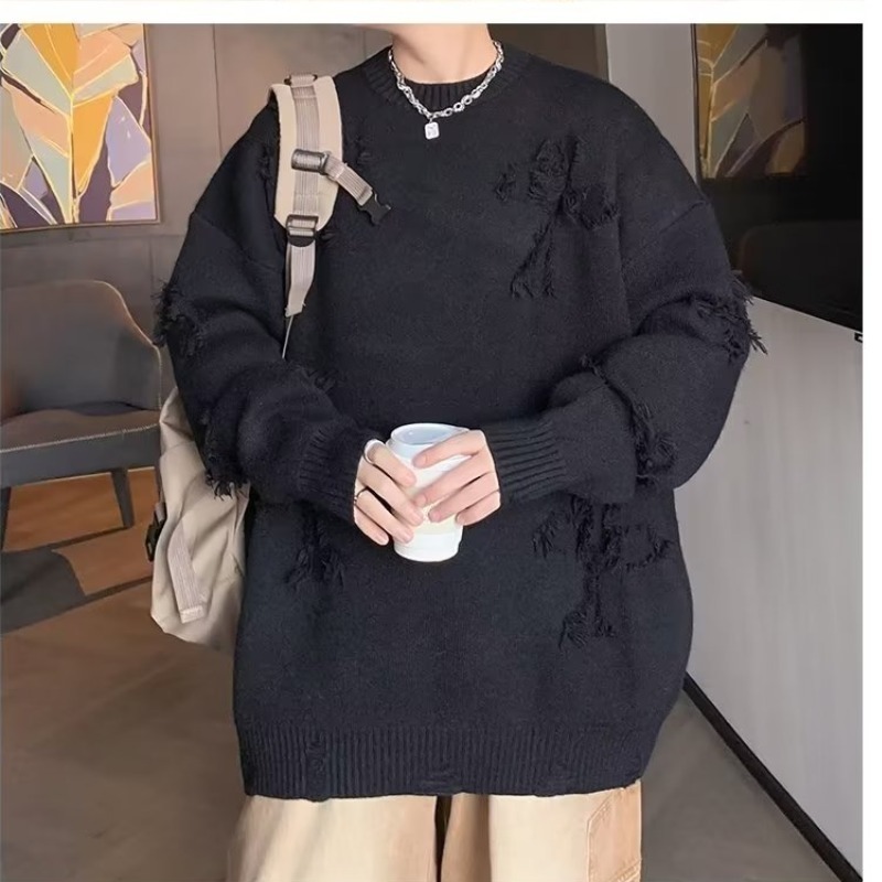 Áo sweater nam nữ cổ tròn rách hình chữ thập sweater len nam nữ unisex xé thánh giá form rộng thời trang hàn quốc 3494