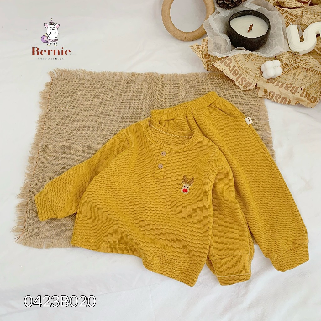 Bộ thu đông bé trai bé gái tuần lộc Bernie - Bộ dài tay bé trai bé gái cotton xốp cho bé 9-23kg - 0423B020