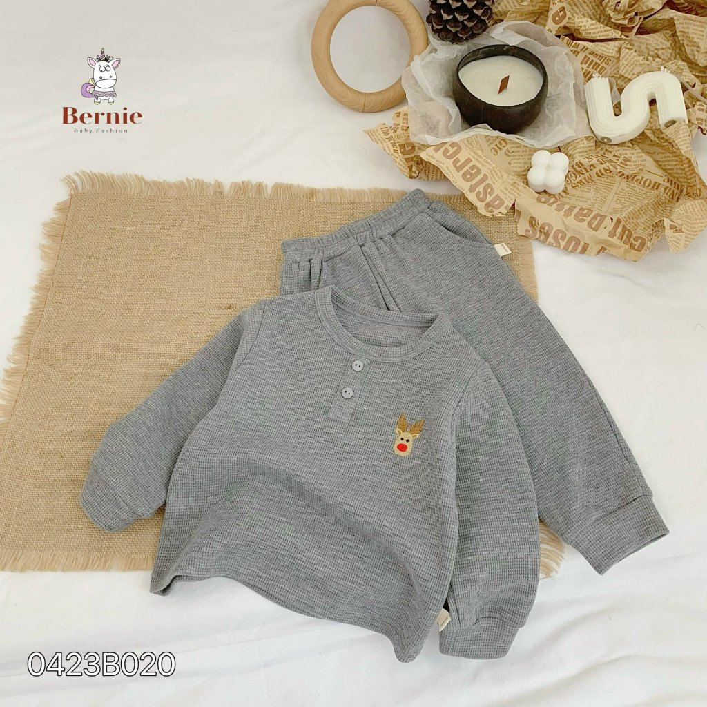 Bộ thu đông bé trai bé gái tuần lộc Bernie - Bộ dài tay bé trai bé gái cotton xốp cho bé 9-23kg - 0423B020