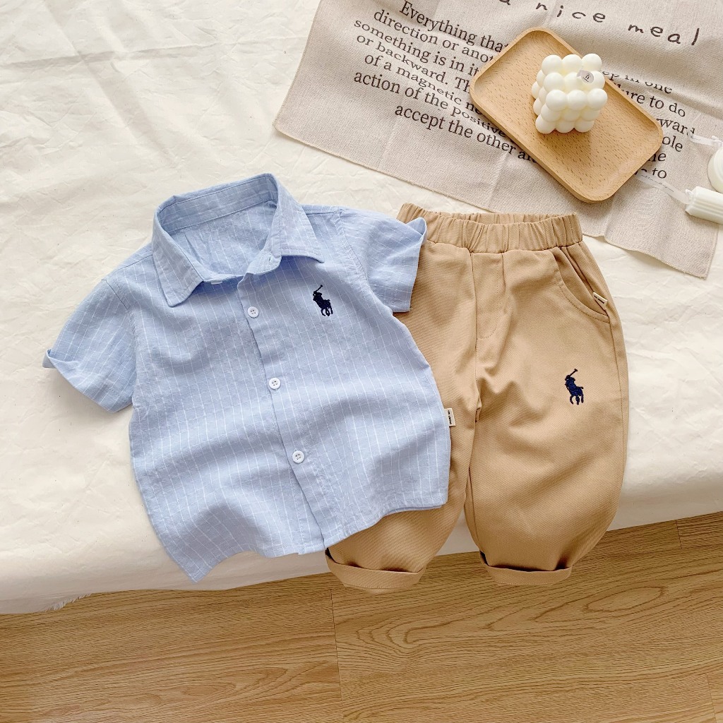 Áo sơ mi cộc tay bé trai kẻ caro thêu Po.lo Bernie - Bộ quần áo cho bé từ 9-23kg - 0923B001 - 0124A16