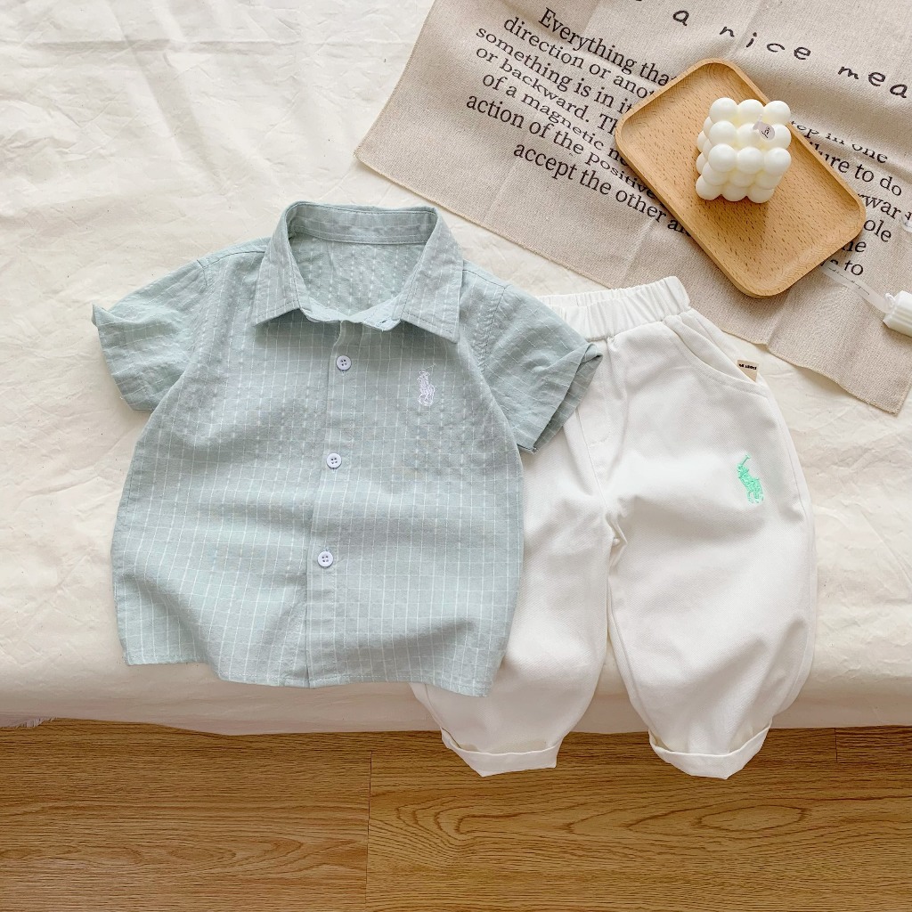 Áo sơ mi cộc tay bé trai kẻ caro thêu Po.lo Bernie - Bộ quần áo cho bé từ 9-23kg - 0923B001 - 0124A16