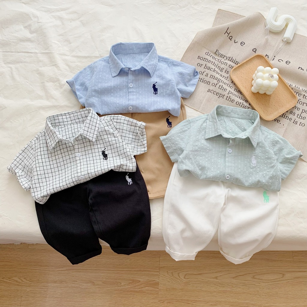 Áo sơ mi cộc tay bé trai kẻ caro thêu Po.lo Bernie - Bộ quần áo cho bé từ 9-23kg - 0923B001 - 0124A16