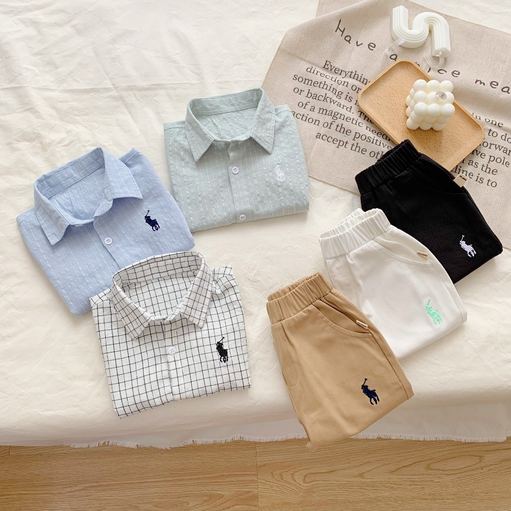 Áo sơ mi cộc tay bé trai kẻ caro thêu Po.lo Bernie - Bộ quần áo cho bé từ 9-23kg - 0923B001 - 0124A16