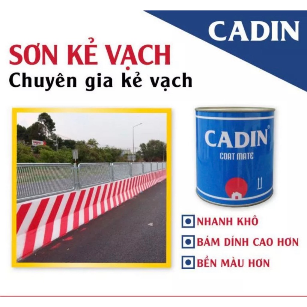 SƠN KẺ VẠCH PHẢN QUANG CADIN KV100  - MÀU ĐEN,ĐỎ,TRẮNG,VÀNG