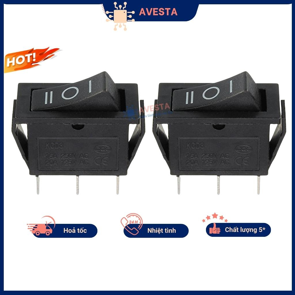 Công tắc bập bênh KCD3 16A 250V 3 chế độ 3 chân màu đen chính hãng Avesta