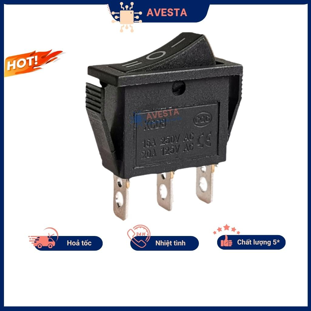 Công tắc bập bênh KCD3 16A 250V 3 chế độ 3 chân màu đen chính hãng Avesta