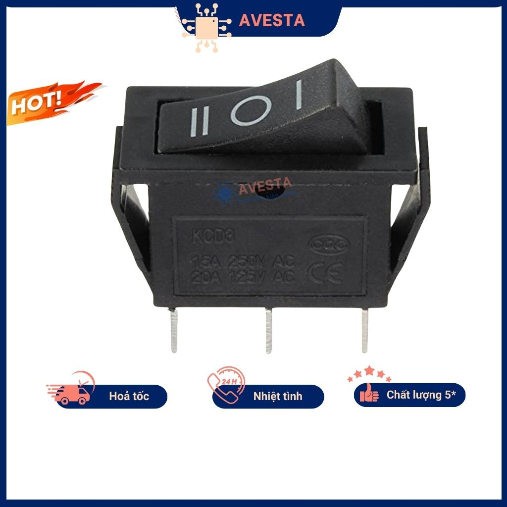 Công tắc bập bênh KCD3 16A 250V 3 chế độ 3 chân màu đen chính hãng Avesta