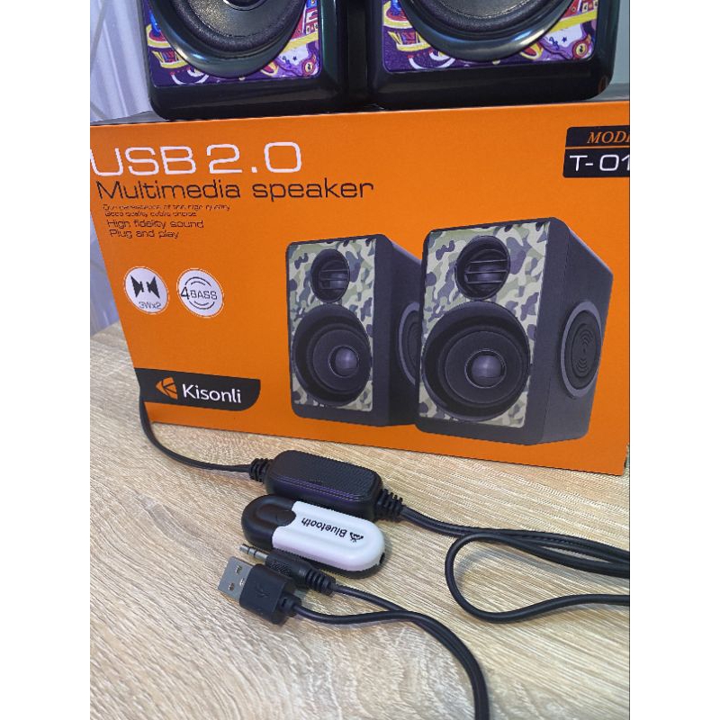 Loa Vi Tính Kisonli T-012 Có kèm Bluetooth Jack 3.5, Loa có 4 Bass Âm Thanh Trung Thực Sống Động - BH 12 Tháng