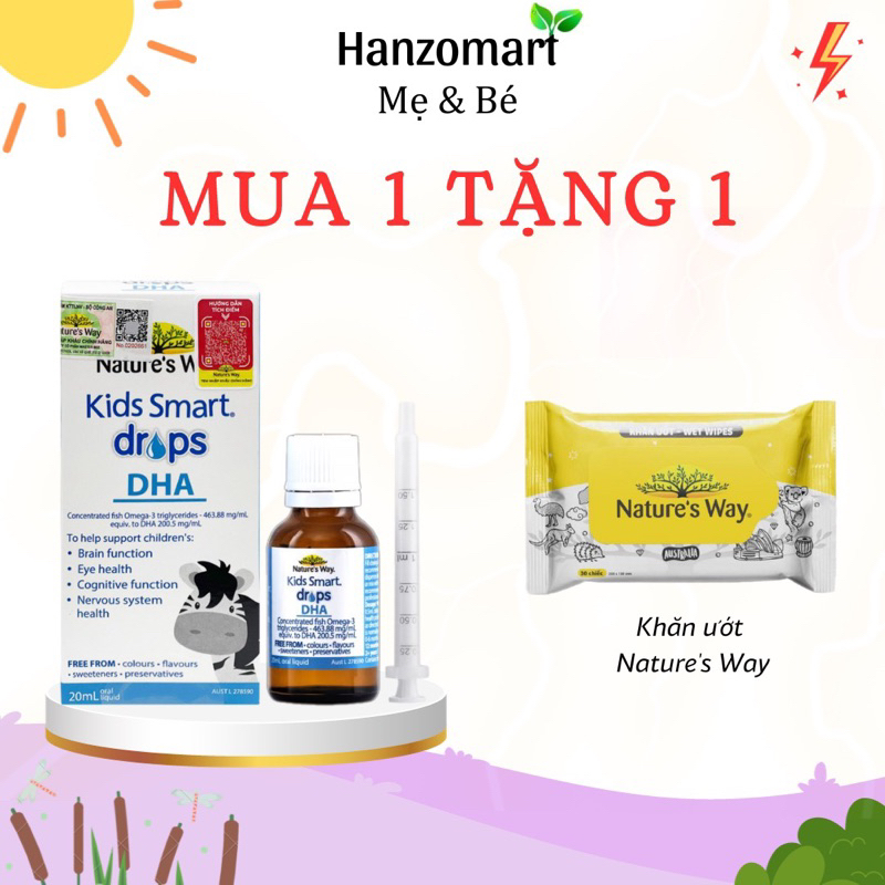 Dha nature way Kids Smart Drops DHA Dạng Giọt Giúp Tăng IQ, Phát Triển Não Bộ Cho Bé 20ml