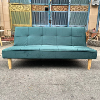 Ghế sofa giường - sofa bed vải nhung xanh rêu 1m5 chân gỗ tự nhiên chắc chắn - sofa bed 5 chân